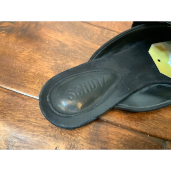 Schutz Black Suede Pointed Toe Bow Slides Flats, Size 8 - Picture 5 of 8